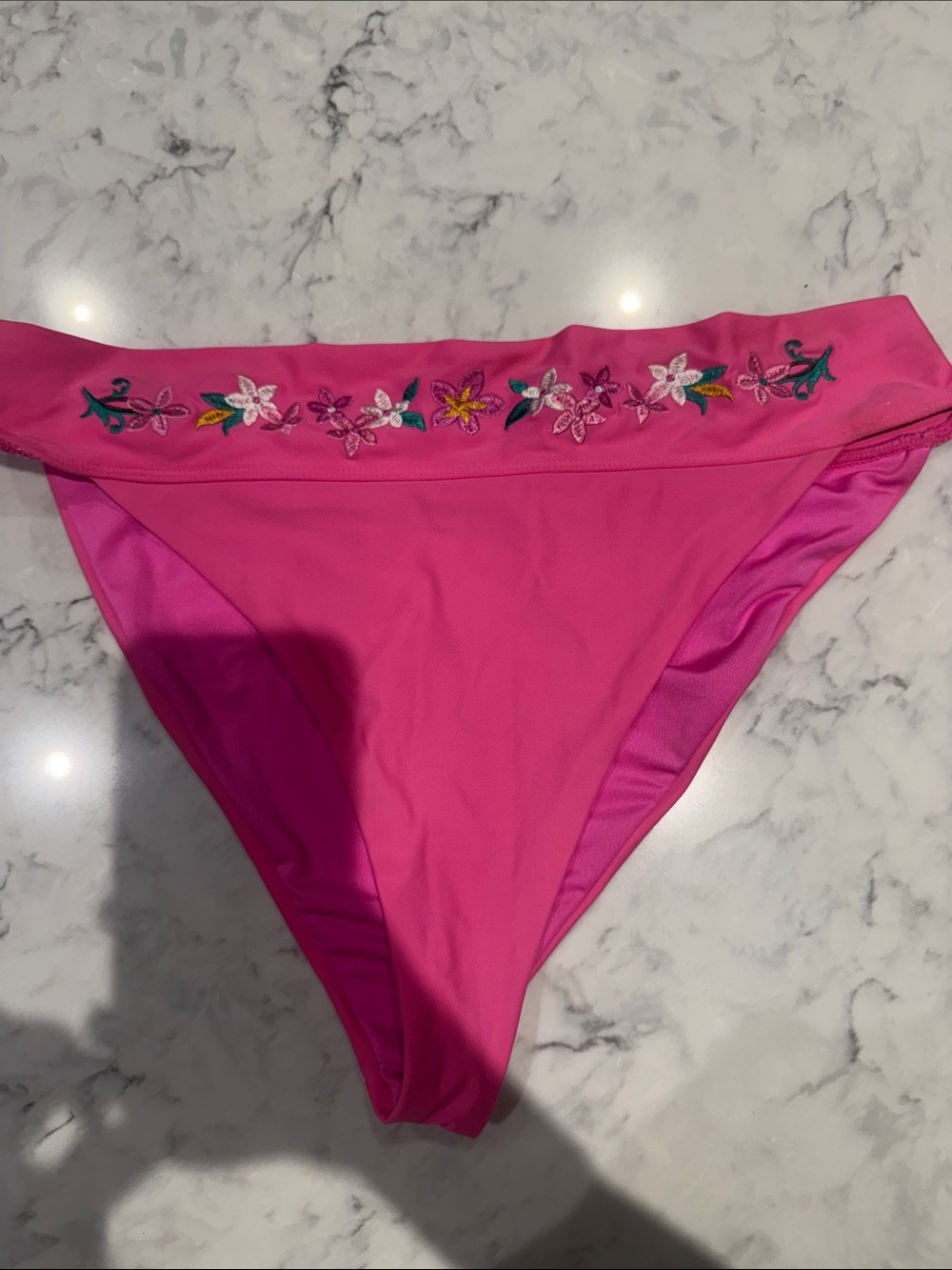 Beach Riot Pink Floral Embroidered Bikini Bottom